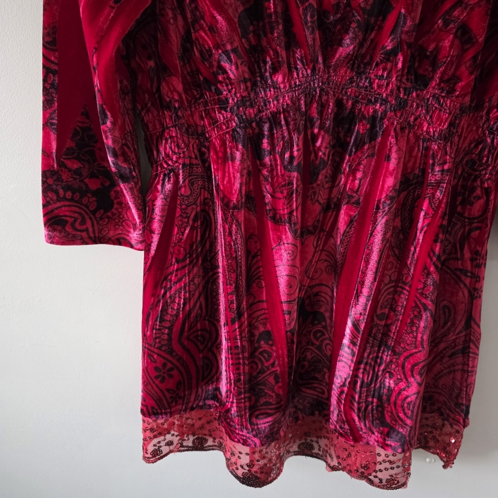 Energe M Vintage Y2K Whimsigoth Dark Romantic Fairy Grunge Velvet Babydoll Tunic - Picture 10 of 14